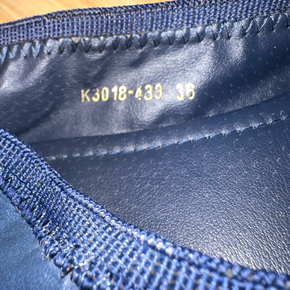 Tory Burch Navy Flats with Gold Emblem